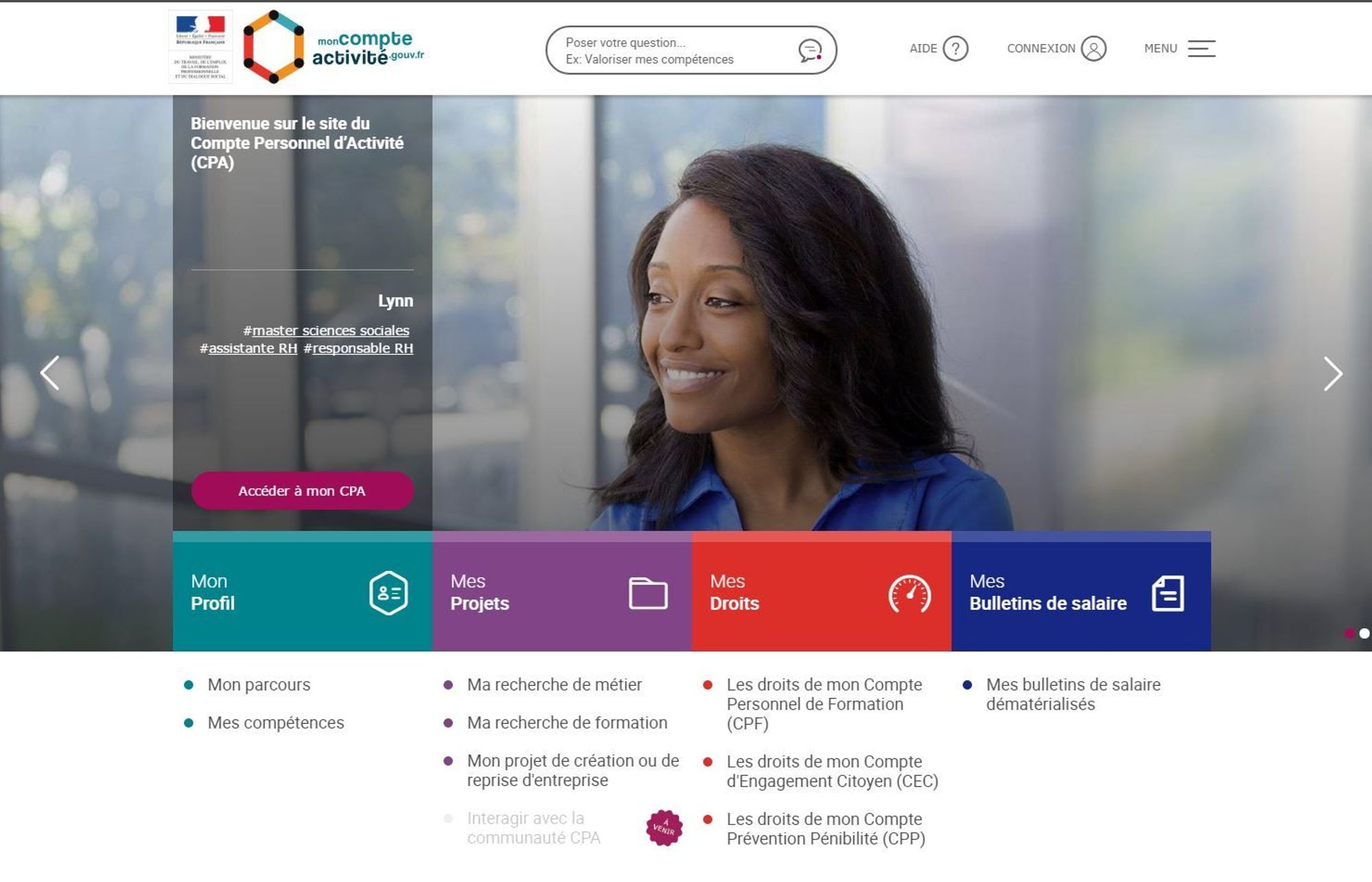 Ouverture du compte personnel d'activité