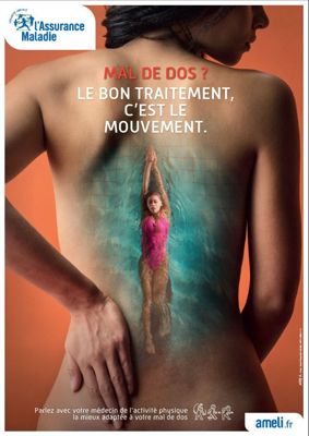 Affiche Campagne "Mal de dos ? Le bon traitement, c'est le mouvement"