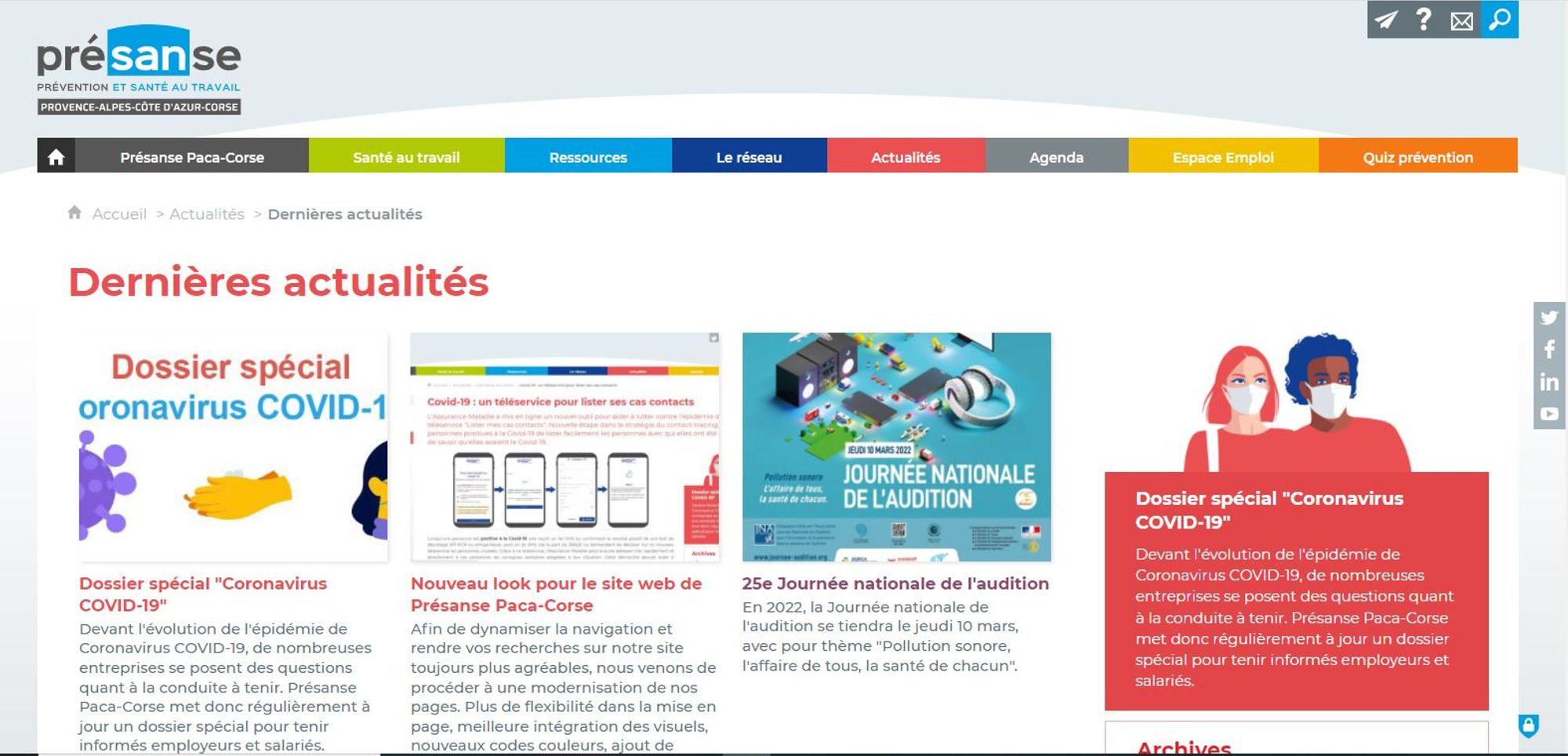 Nouveau look pour le site web de Présanse Paca-Corse